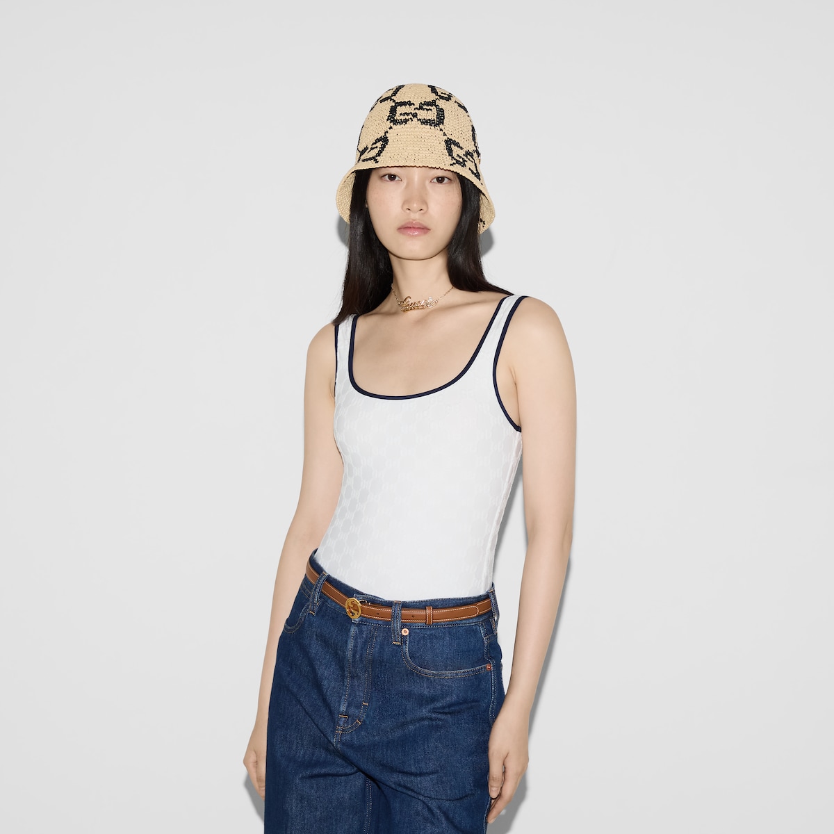 日本未入荷【GUCCI】GG テリークロス スイムスーツ、ホワイト GG terrycloth swimsuit in white | GUCCI® US