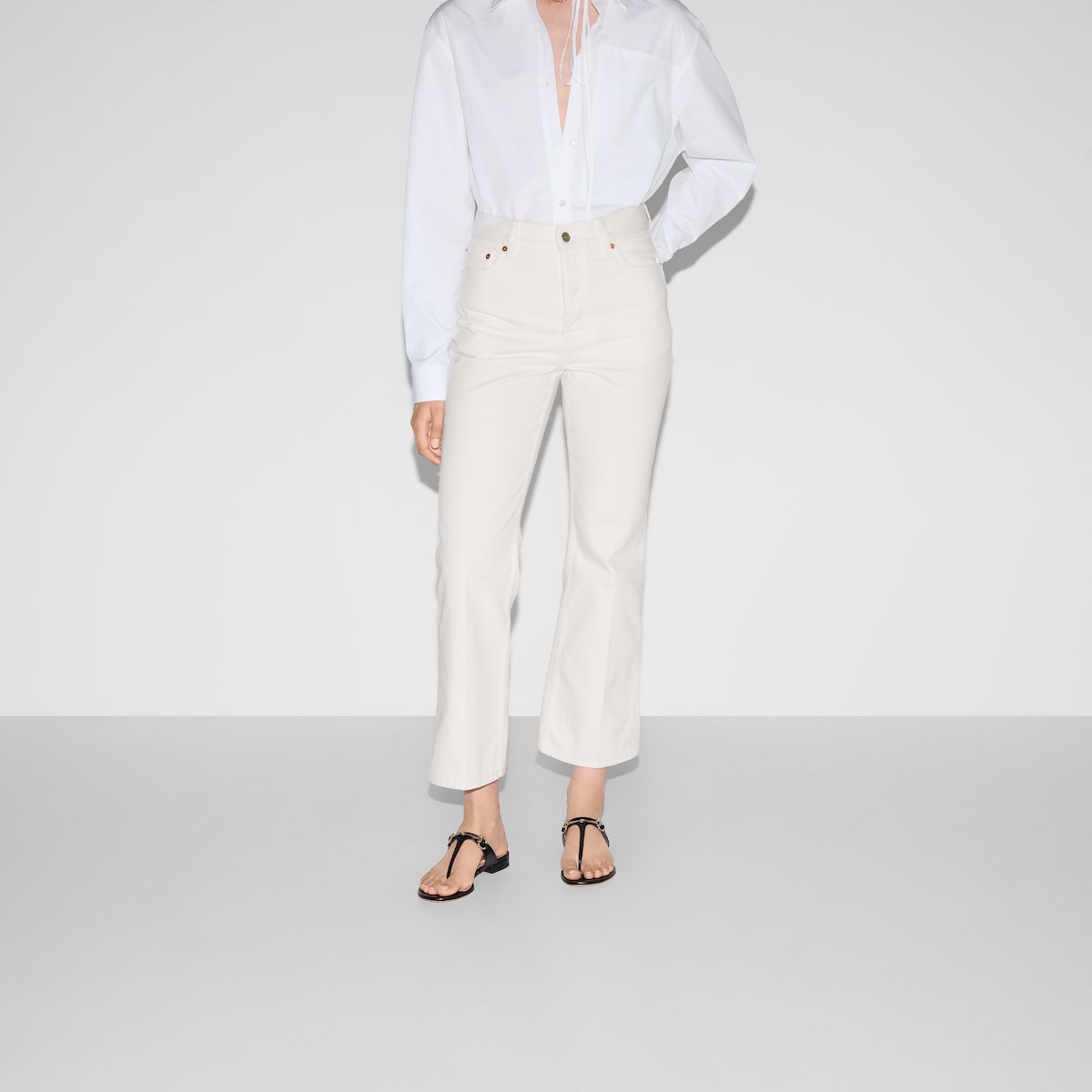 GUCCIレディースホワイトデニムパンツ38 817989_XDC8W_9000_003_100_0000