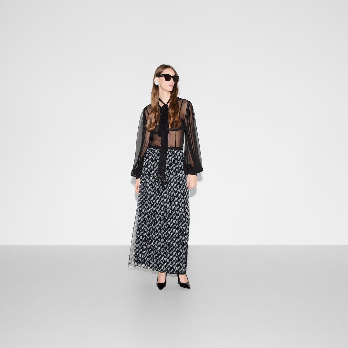 Printed silk skirt in black | GUCCI® US