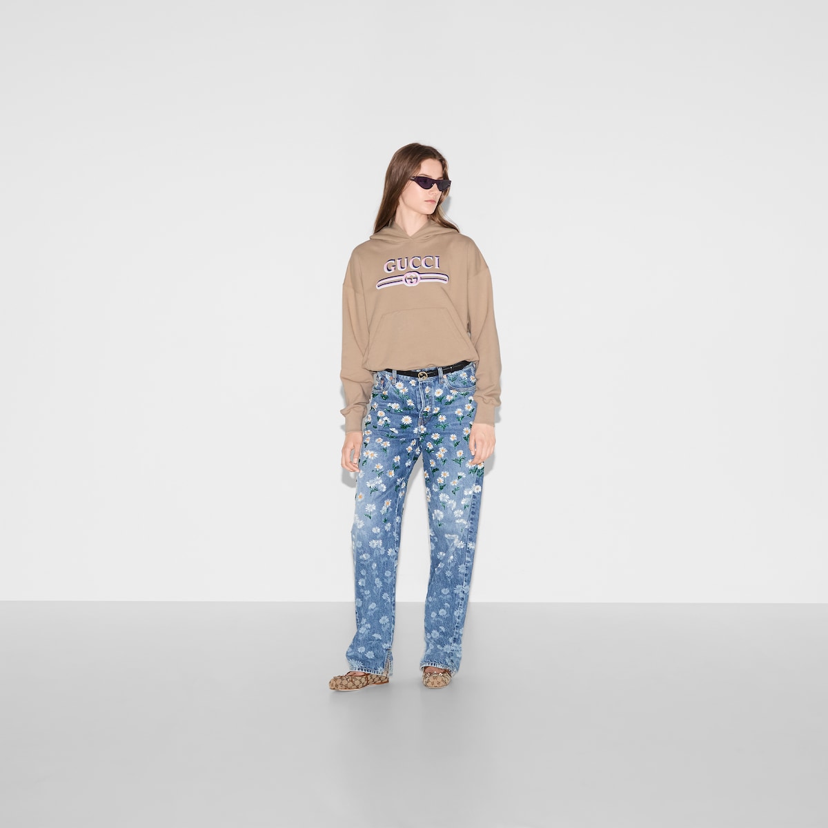 Cotton hooded sweatshirt with print