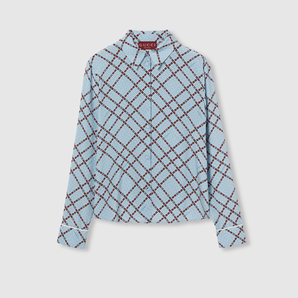 Tシャツ・カットソー GUCCI FW23 CREPE DE CHINE AND SILK SHIRT (751246 ZAAOG7518) 808830_ZASAX_4095_001_100_0000