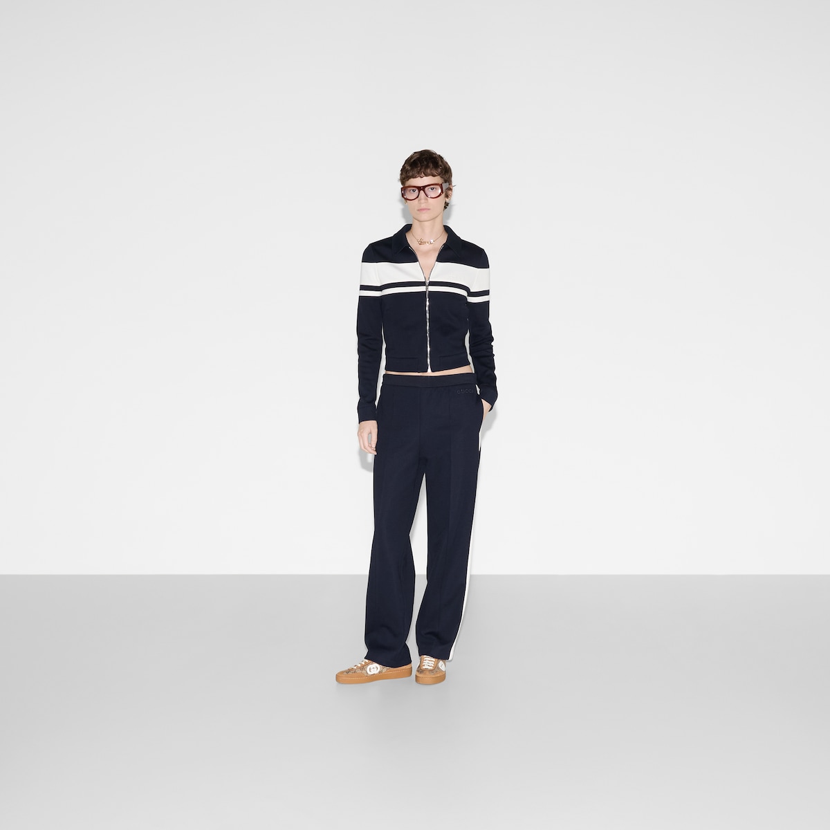 Cotton jersey pants with embroidery