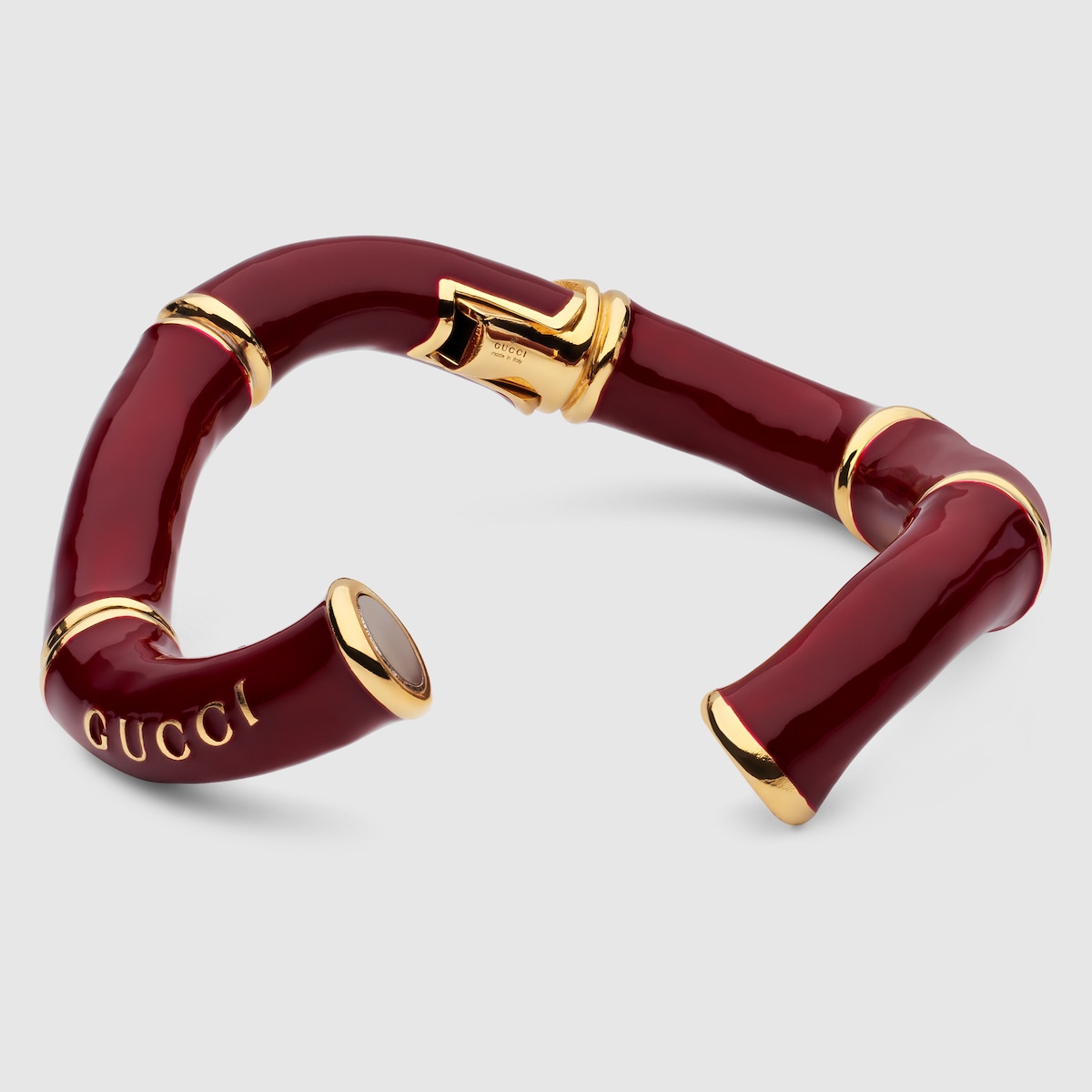 Gucci Bamboo cuff bracelet in Rosso Ancora red enamel