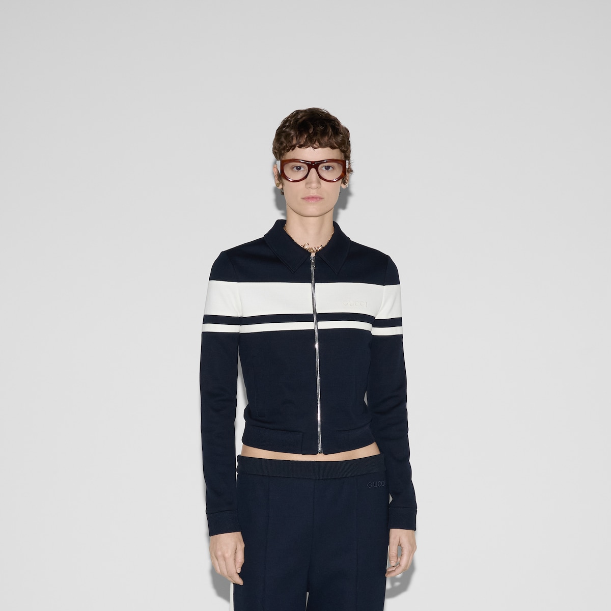 Cotton jersey jacket with embroidery