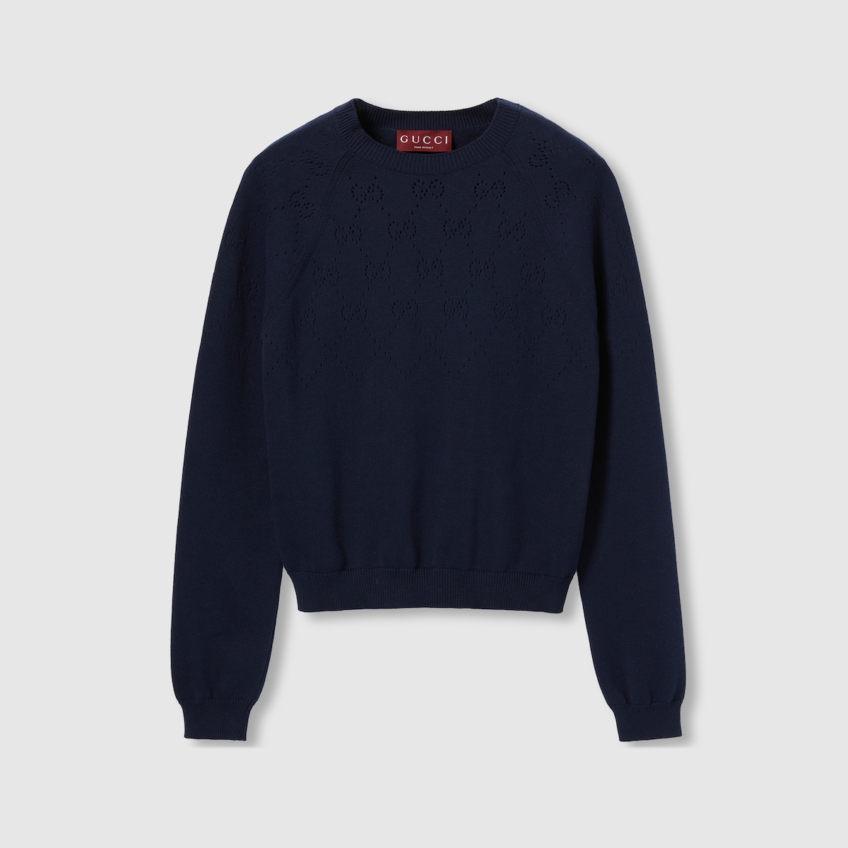 GUCCI トップス Cotton crewneck top with GG argyle in navy | GUCCI® US
