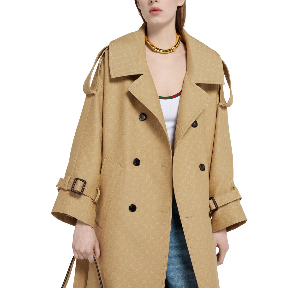 【SALE】GGシルクウールクレープ ダブルブレスト コート GGシルクウールクレープ ダブルブレスト コート ・ベージュ