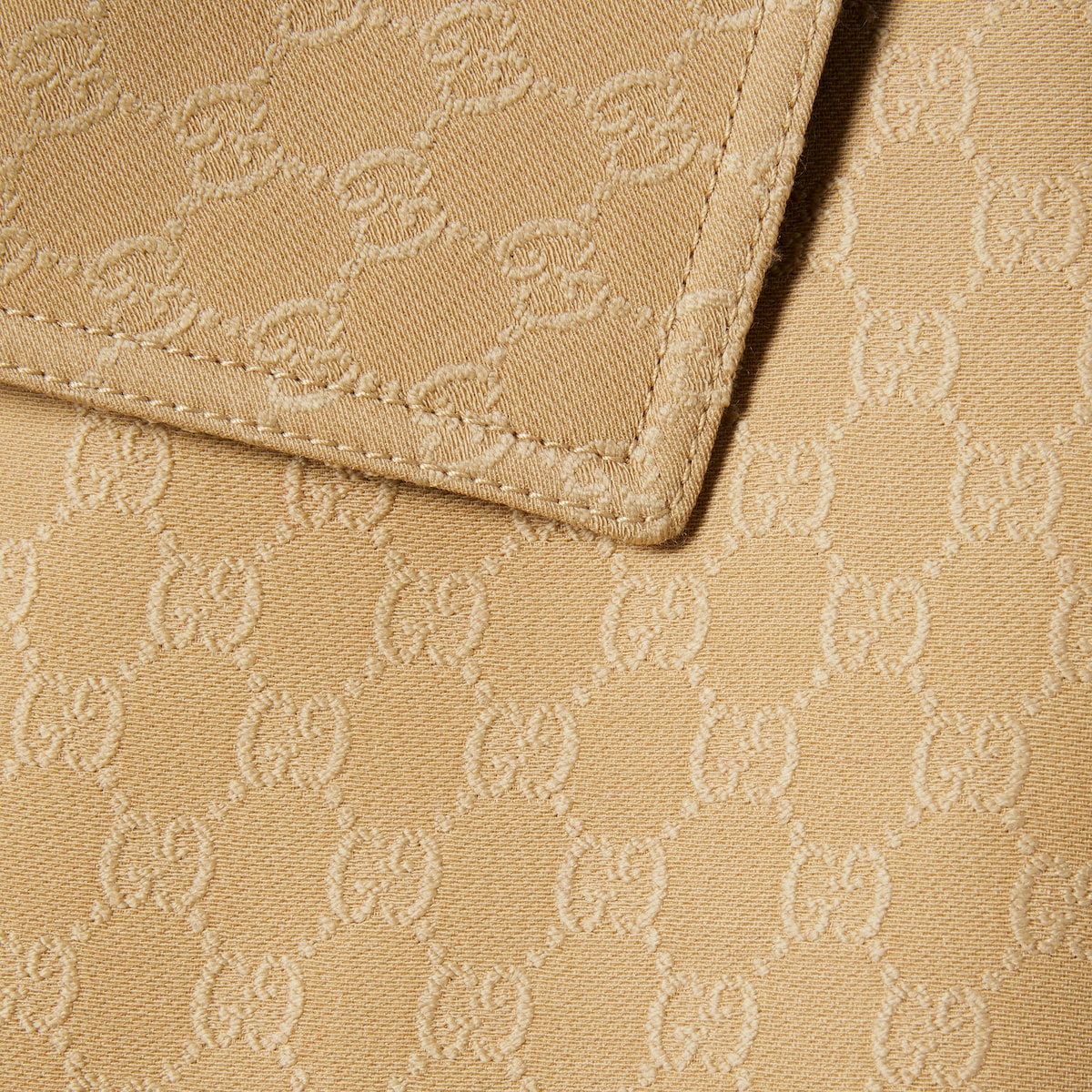 GG crêpe silk wool double-breasted coat in beige | GUCCI® US