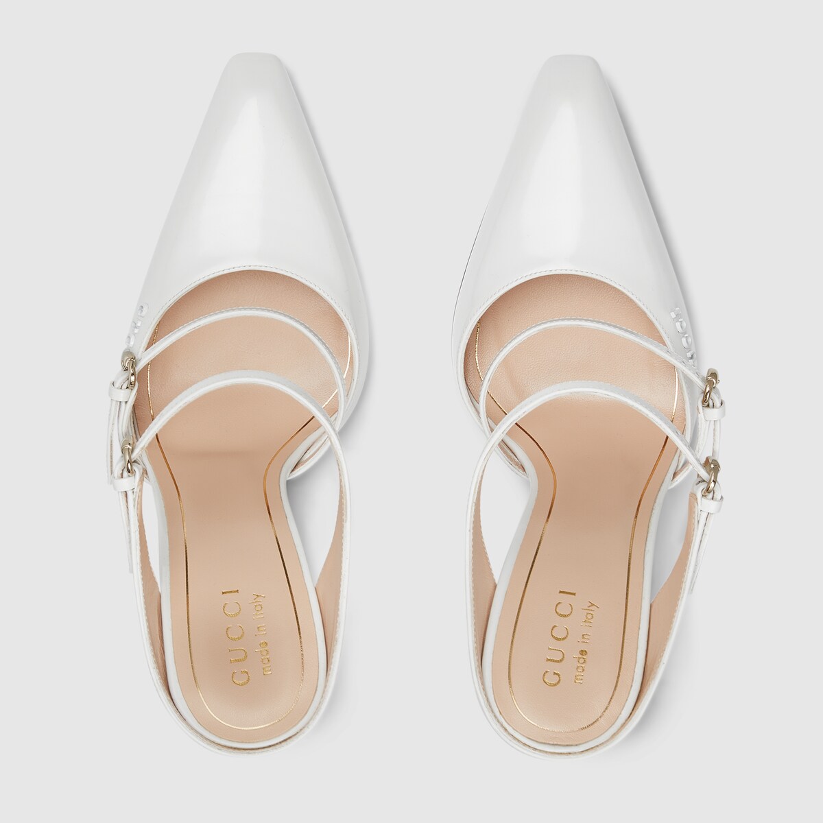 Women's wedge mule in white leather | GUCCI® US