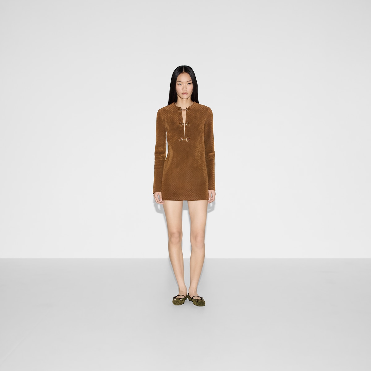 【GUCCI】GG SUEDE MINI DRESS●817757XNA5G2234 GUCCI - GG suede mini dress | Leam Roma - Luxury Shopping Online