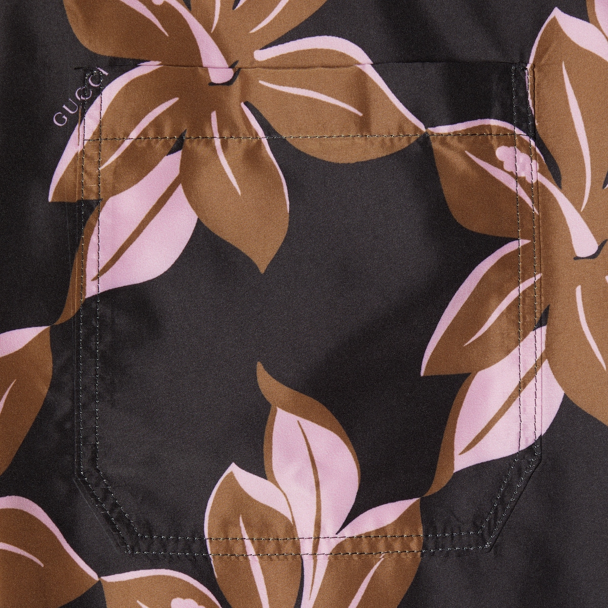 Printed technical poplin swim short