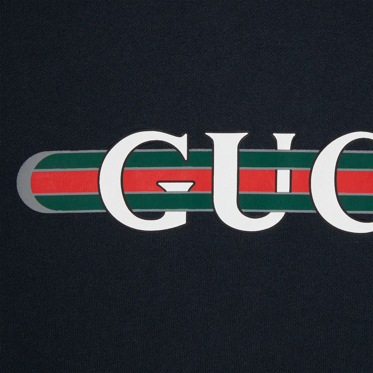 Printed cotton jersey hooded sweatshirt in navy | GUCCI® US