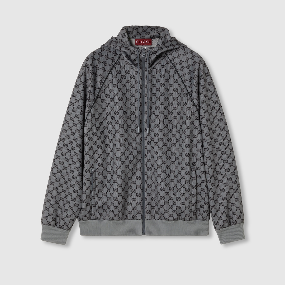 GG neoprene zip jacket in grey and black | GUCCI® US