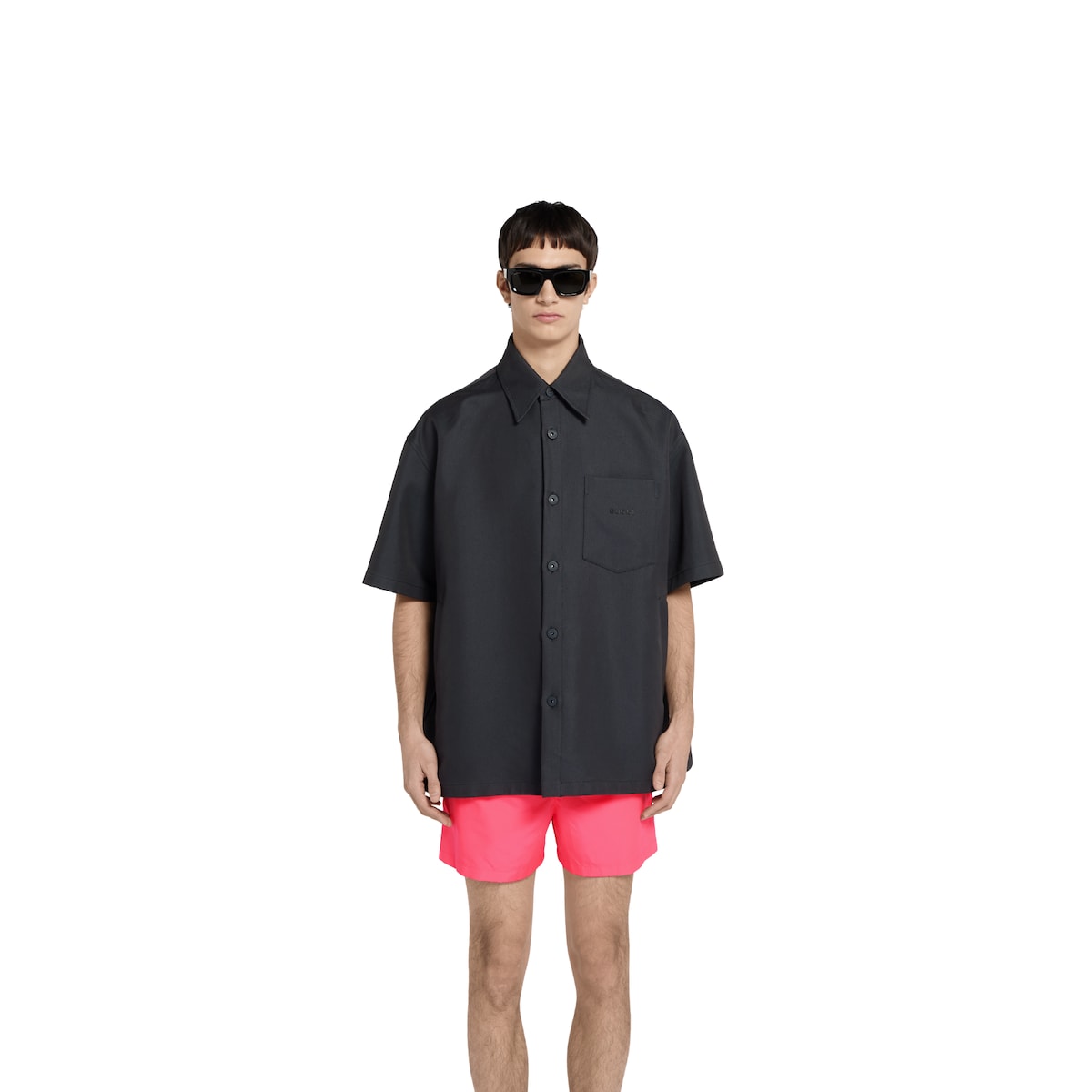 Oversize cotton gabardine shirt in dark blue | GUCCI® US Oversize cotton gabardine shirt in dark blue | GUCCI® US