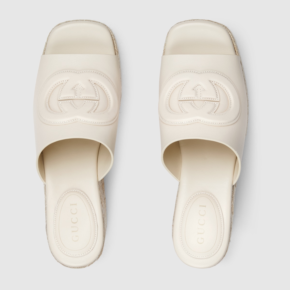 【GUCCI】Interlocking GEmbossedLogoMen'sSlippers BeigeEbony Gucci GG Slide Sandal 'Interlocking G - Beige Ebony' 725535