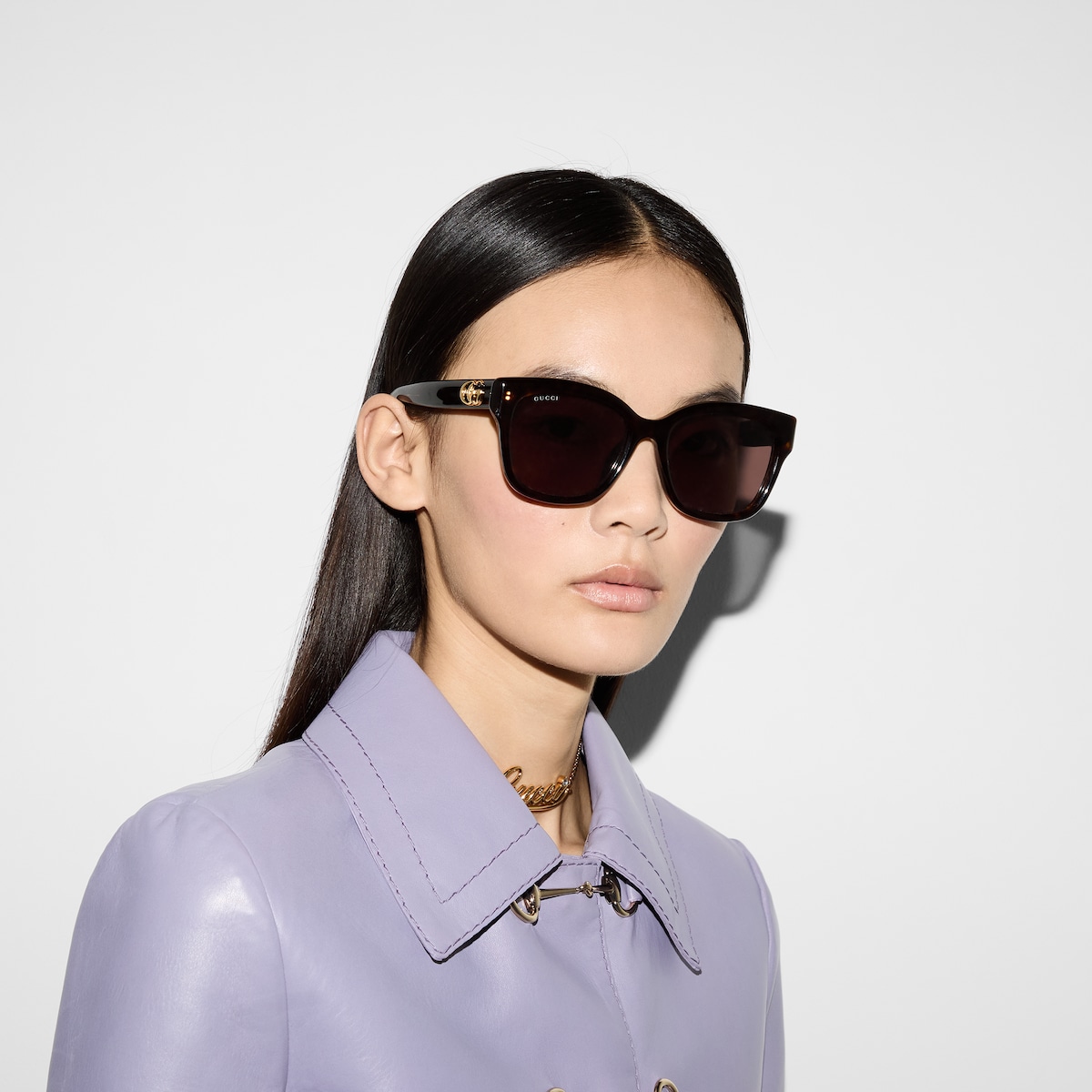 GUCCI スクエアサングラス ダークブラウン スクエア サングラスダークブラウン | GUCCI公式