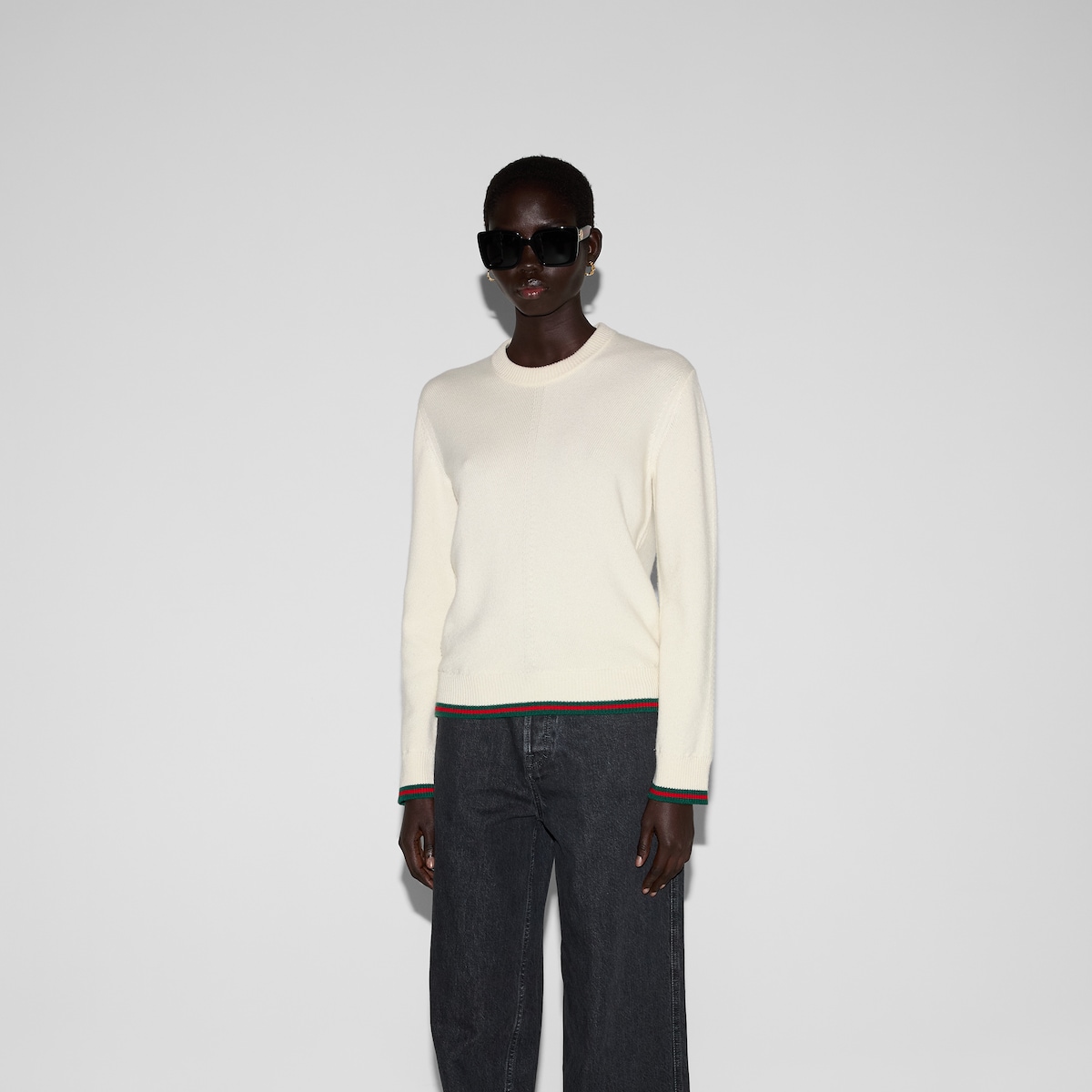 Wool and cashmere sweater with Web