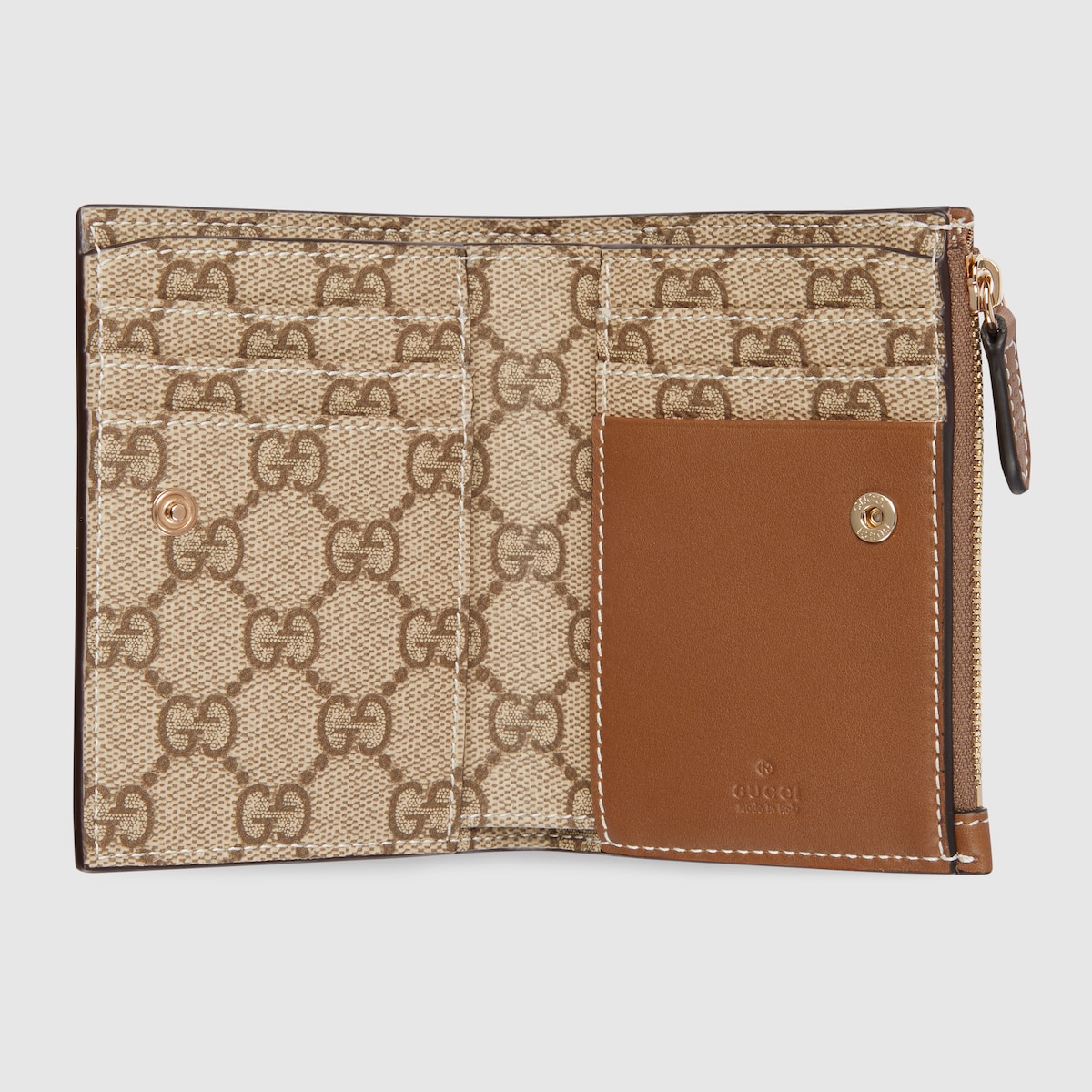 GGエンブレム〕ミディアム ジップウォレット ・ブラウン レザー GGエンブレム〕ミディアム ジップウォレット ・ブラウン レザー