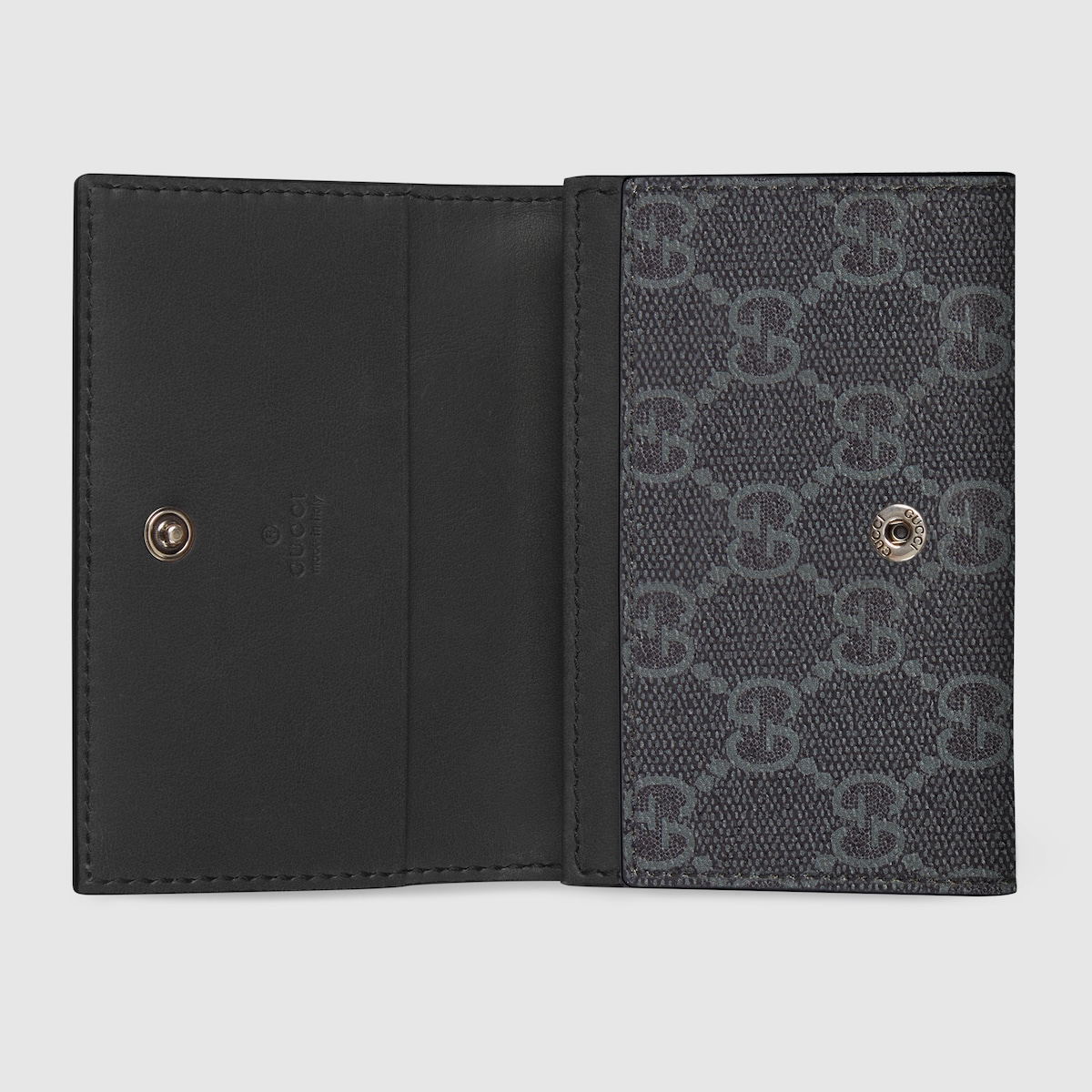GG Emblem card case in black fabric | GUCCI® US