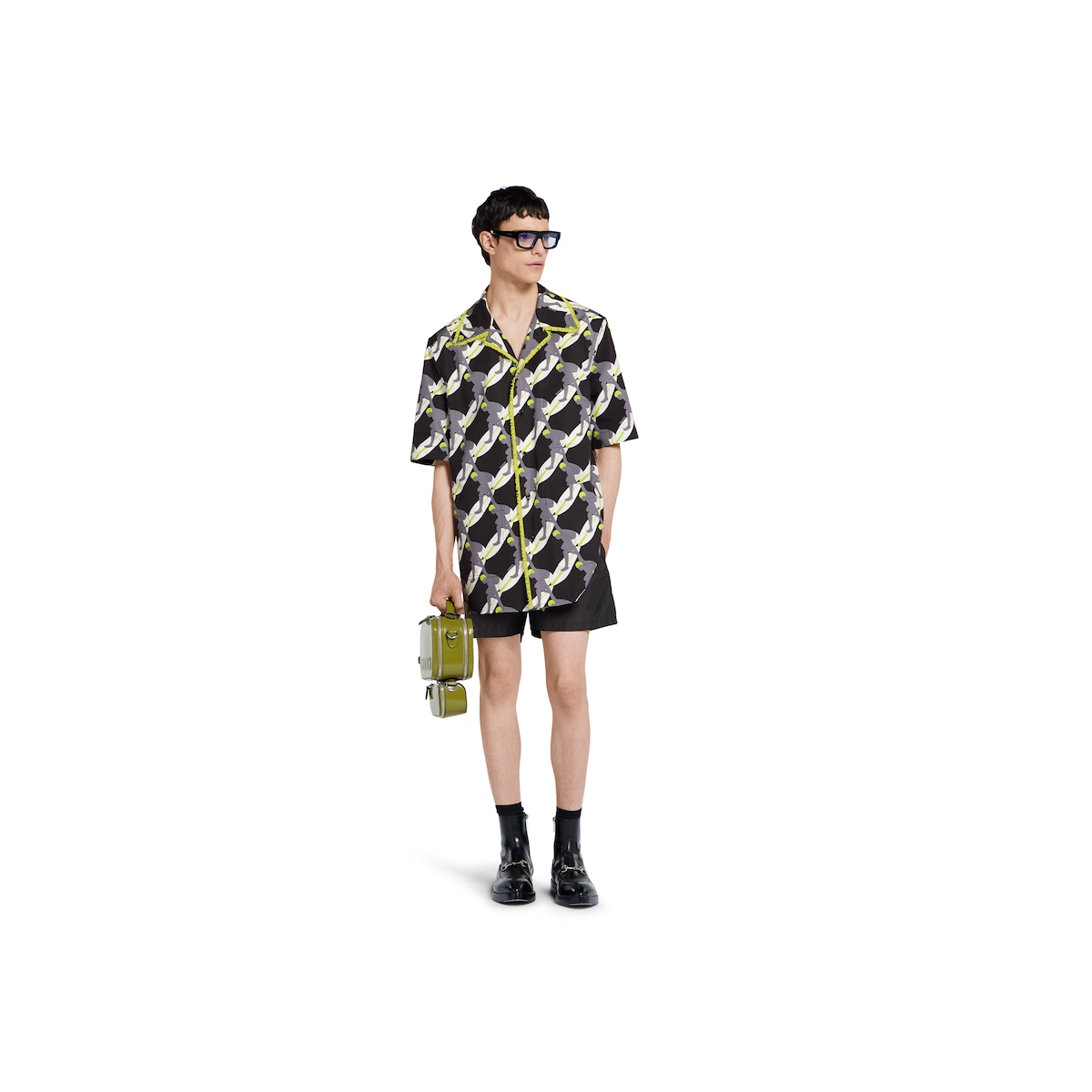 Technical poplin swim short in black | GUCCI® US
