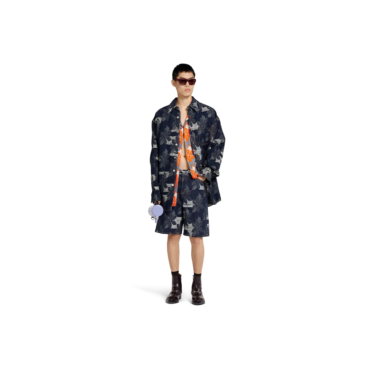 Printed cotton poplin shirt