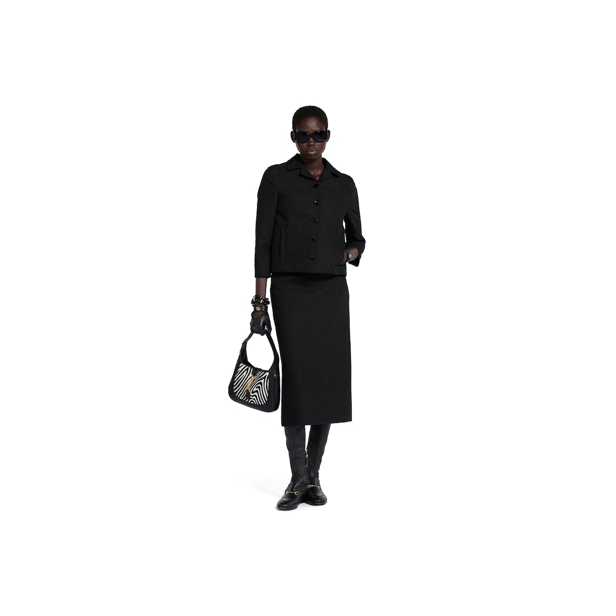 Cotton gabardine 3/4 sleeve jacket