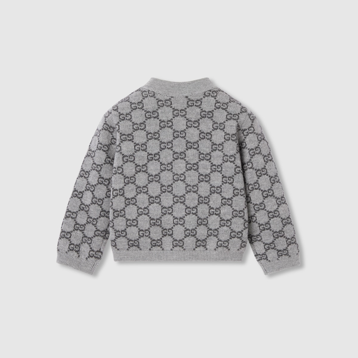 Baby GG wool jacquard cardigan in light pink and white - thumbnail 5