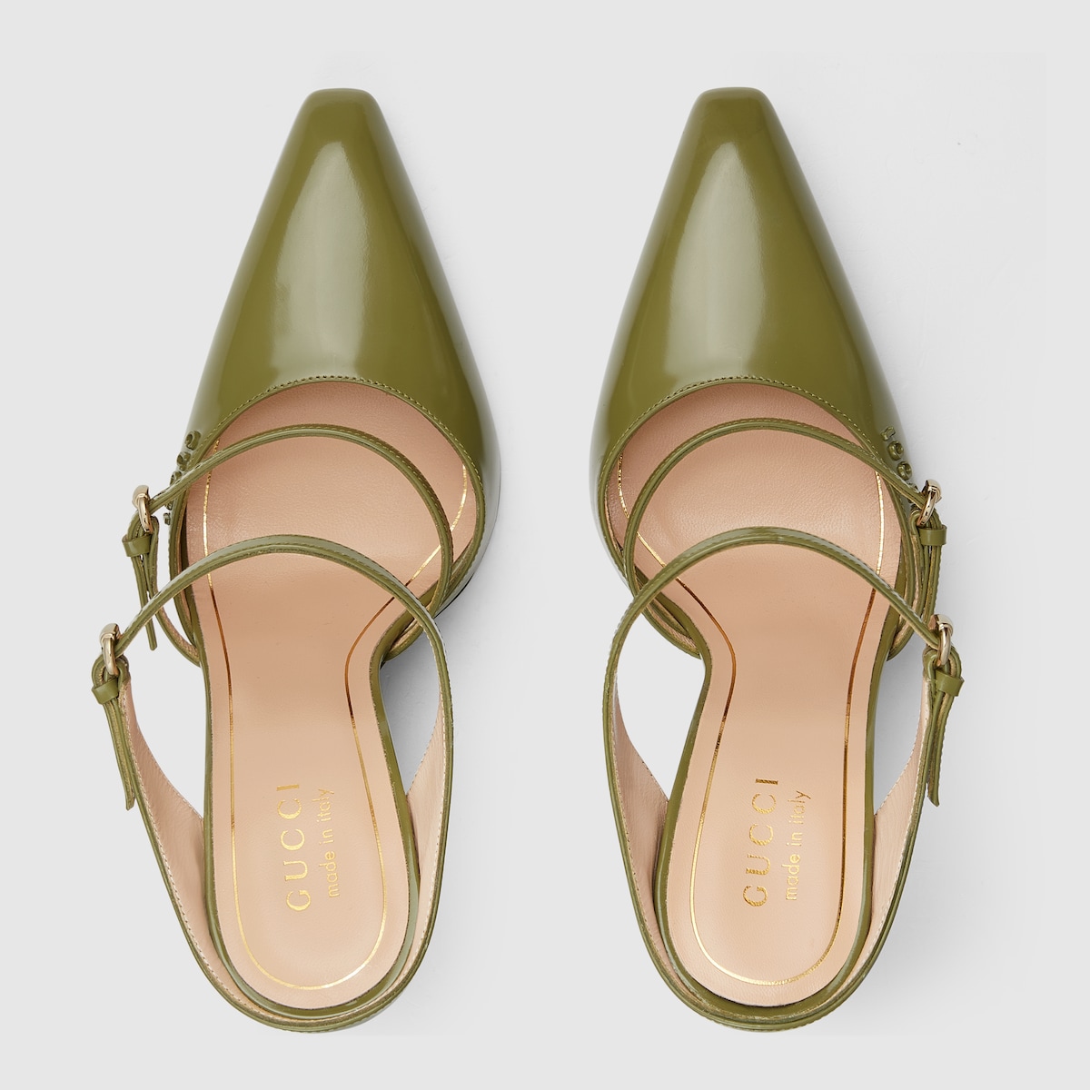 Women's wedge mule in dark green leather | GUCCI® LU