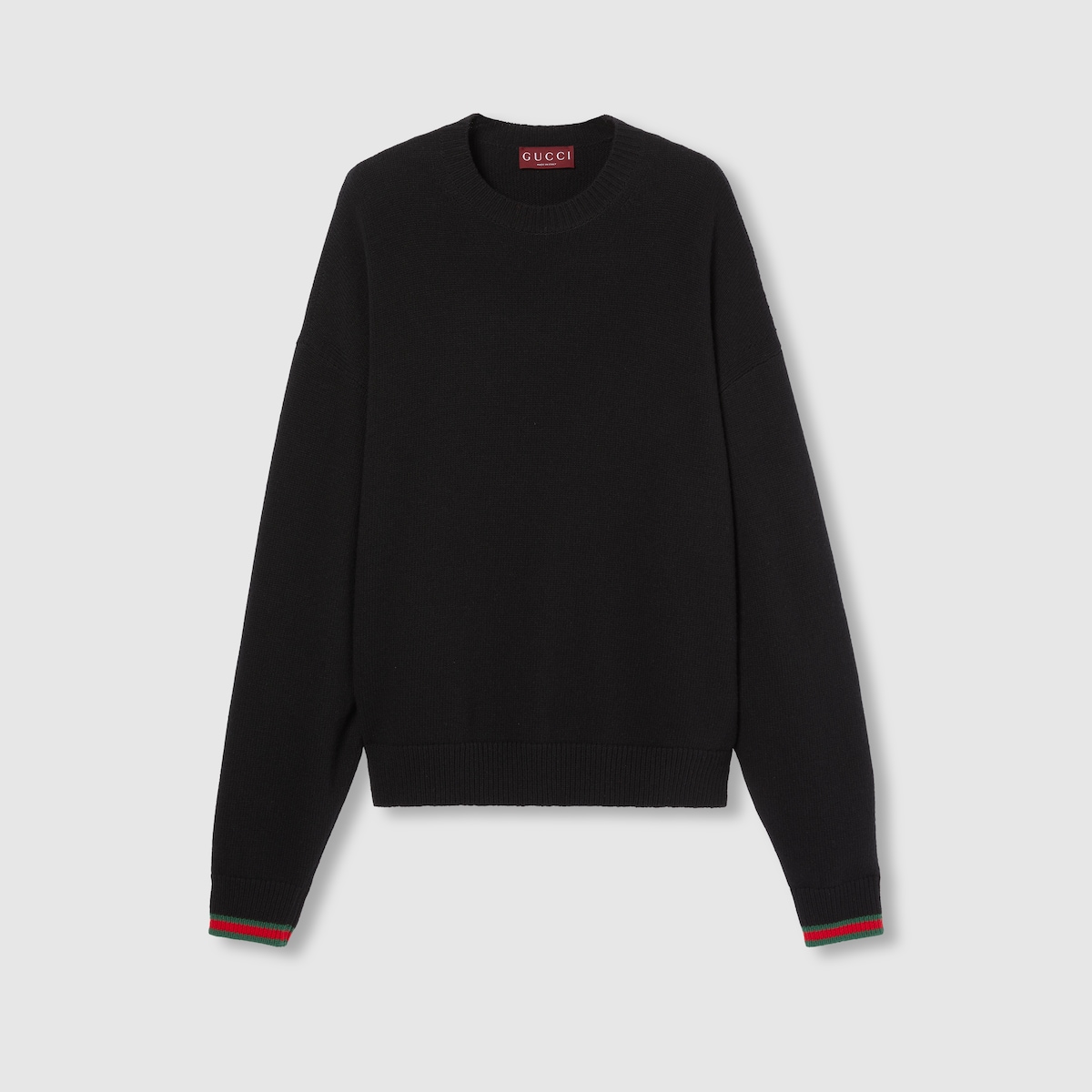 Cashmere wool sweater with Web trim in black | GUCCI® UK
