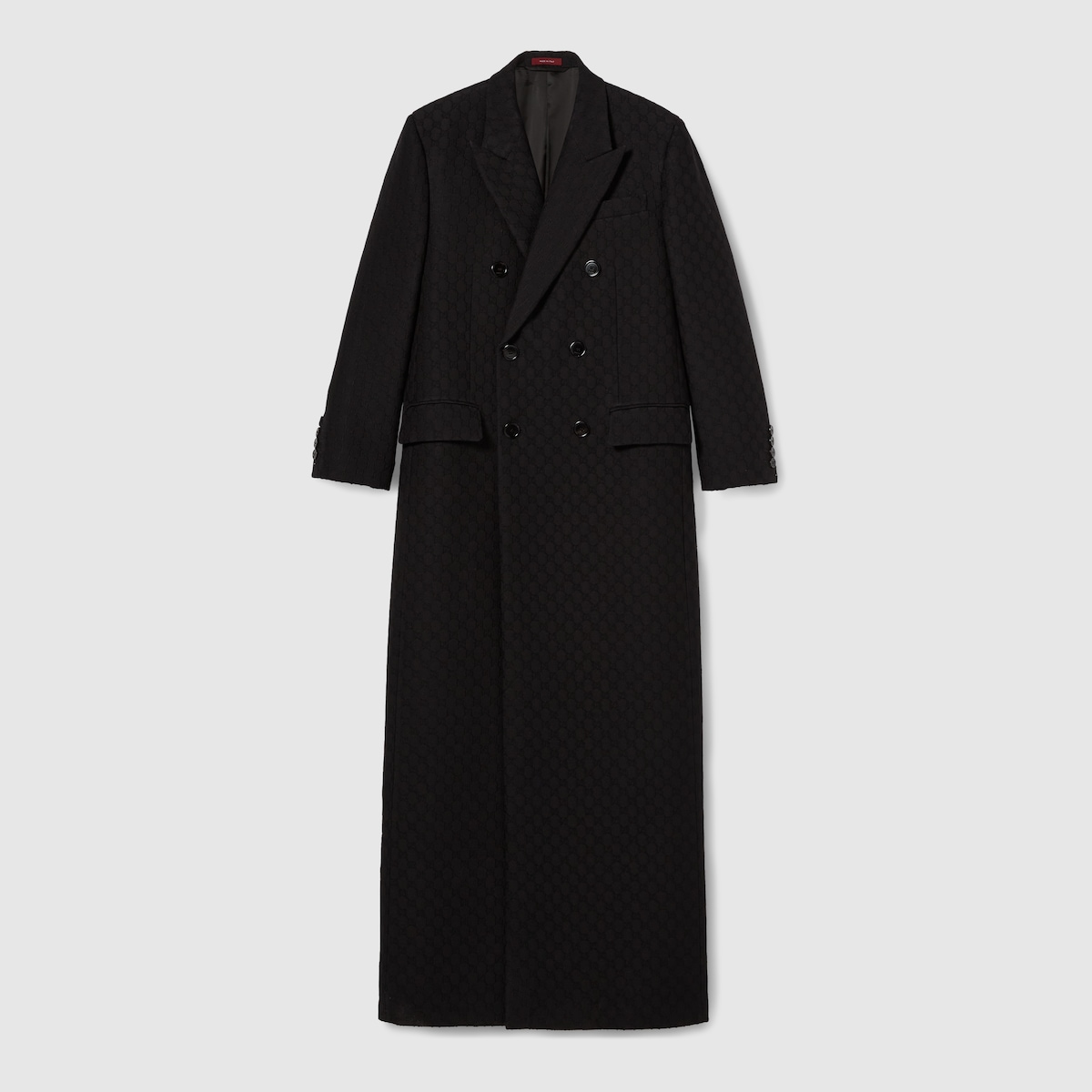 【送料&関税込】Gucci gg Double-breasted Coat GG silk wool crêpe double-breasted coat in black | GUCCI® US