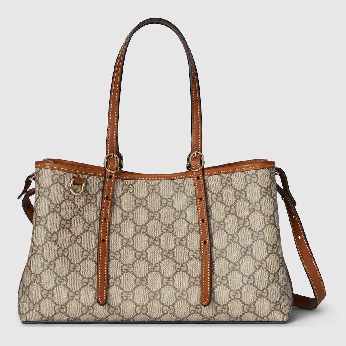 GG Emblem medium tote bag in beige and brown GG fabric - thumbnail 7