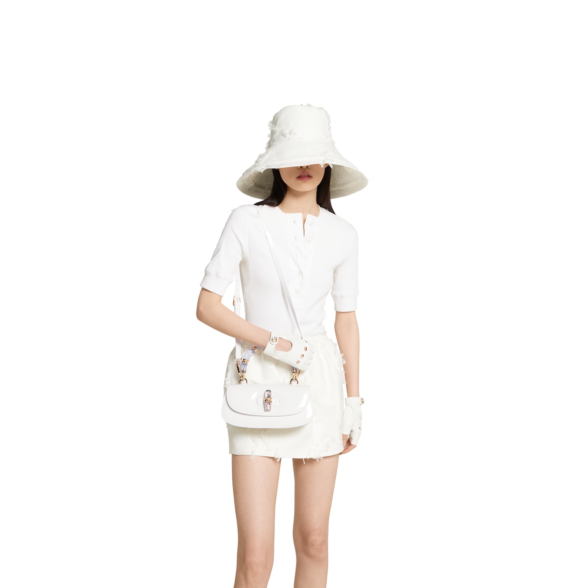 Embossed cotton poplin shirt in beige | GUCCI® US