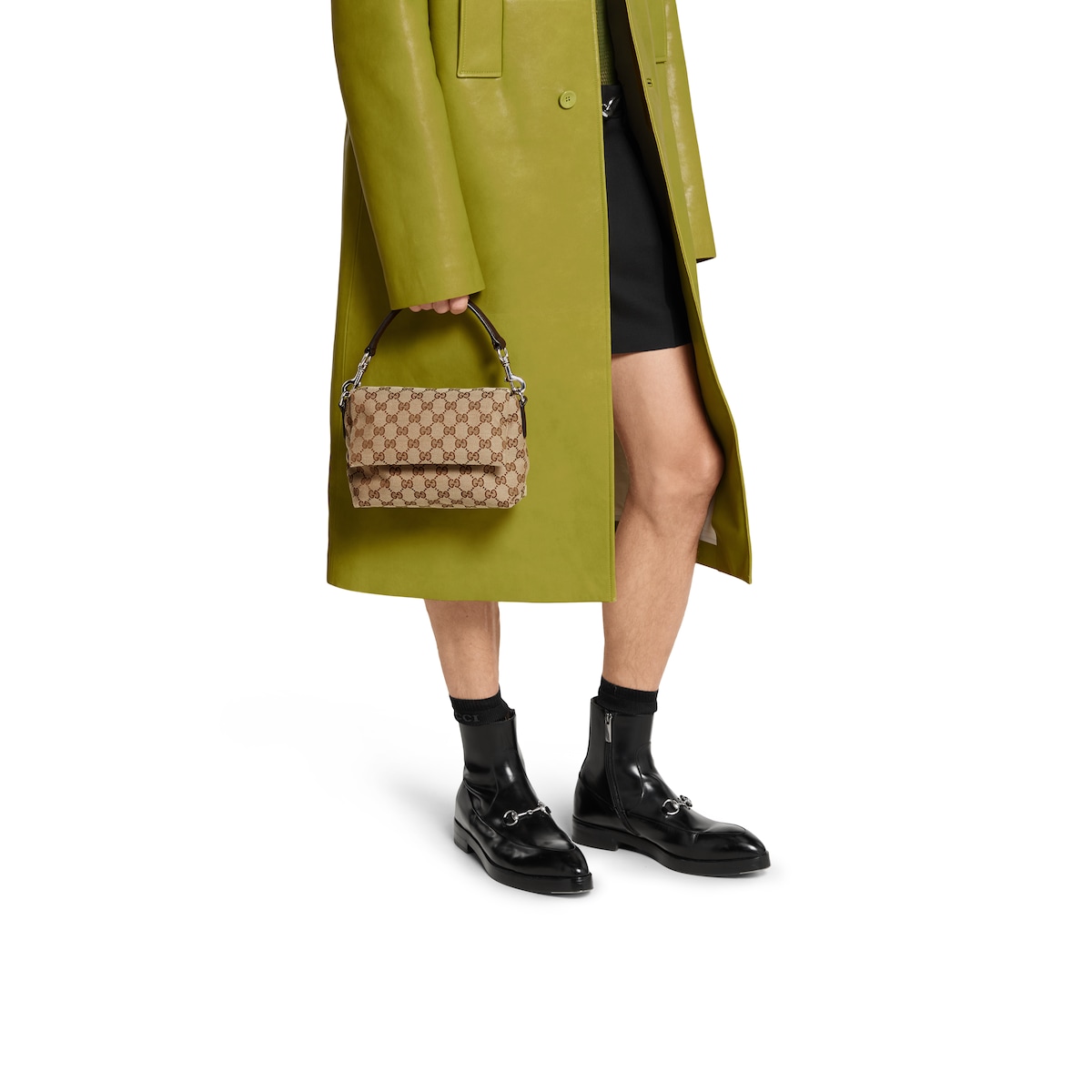GG canvas small crossbody bag in beige and dark brown canvas