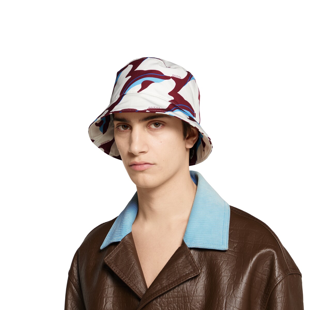 Bob en toile de coton imprimée en blanc | GUCCI® Canada