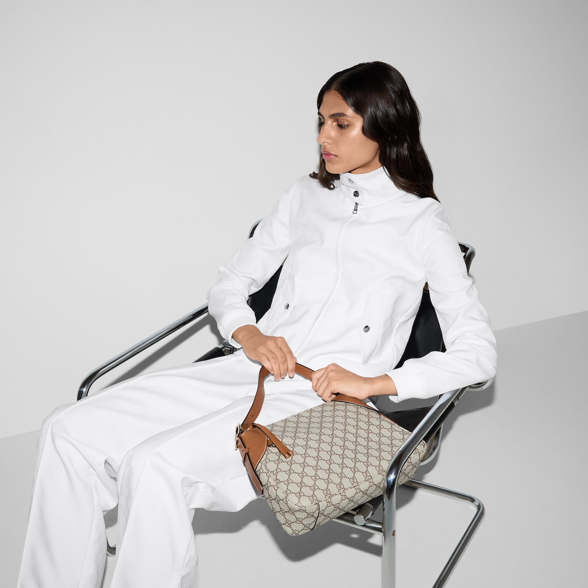 GG jacquard zip jacket in white | GUCCI® US