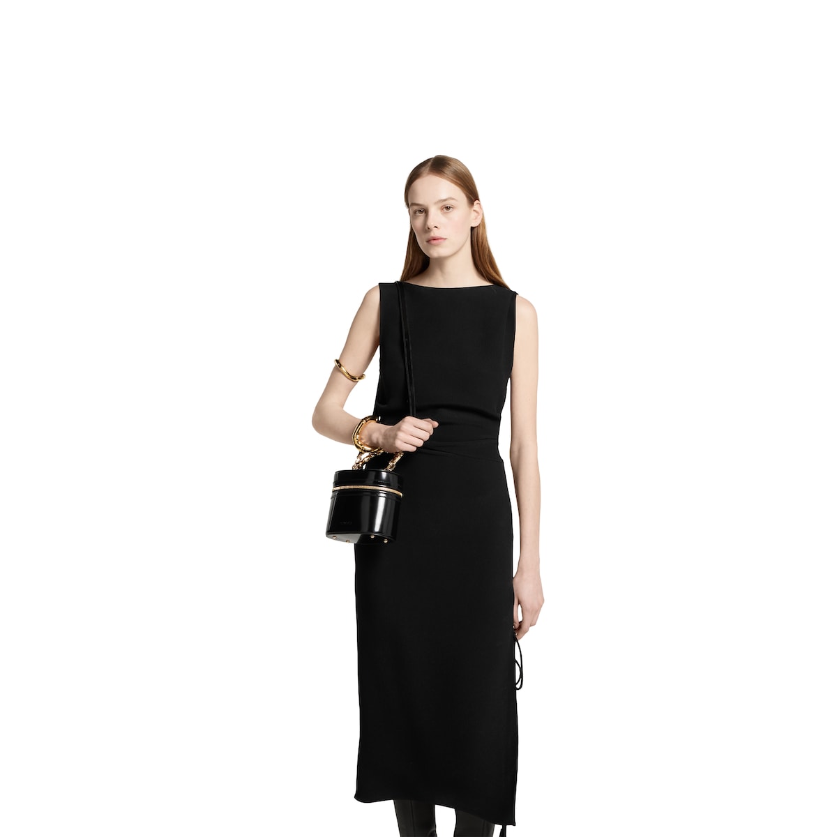 Mini vanity bag with bamboo handle in black leather | GUCCI® US