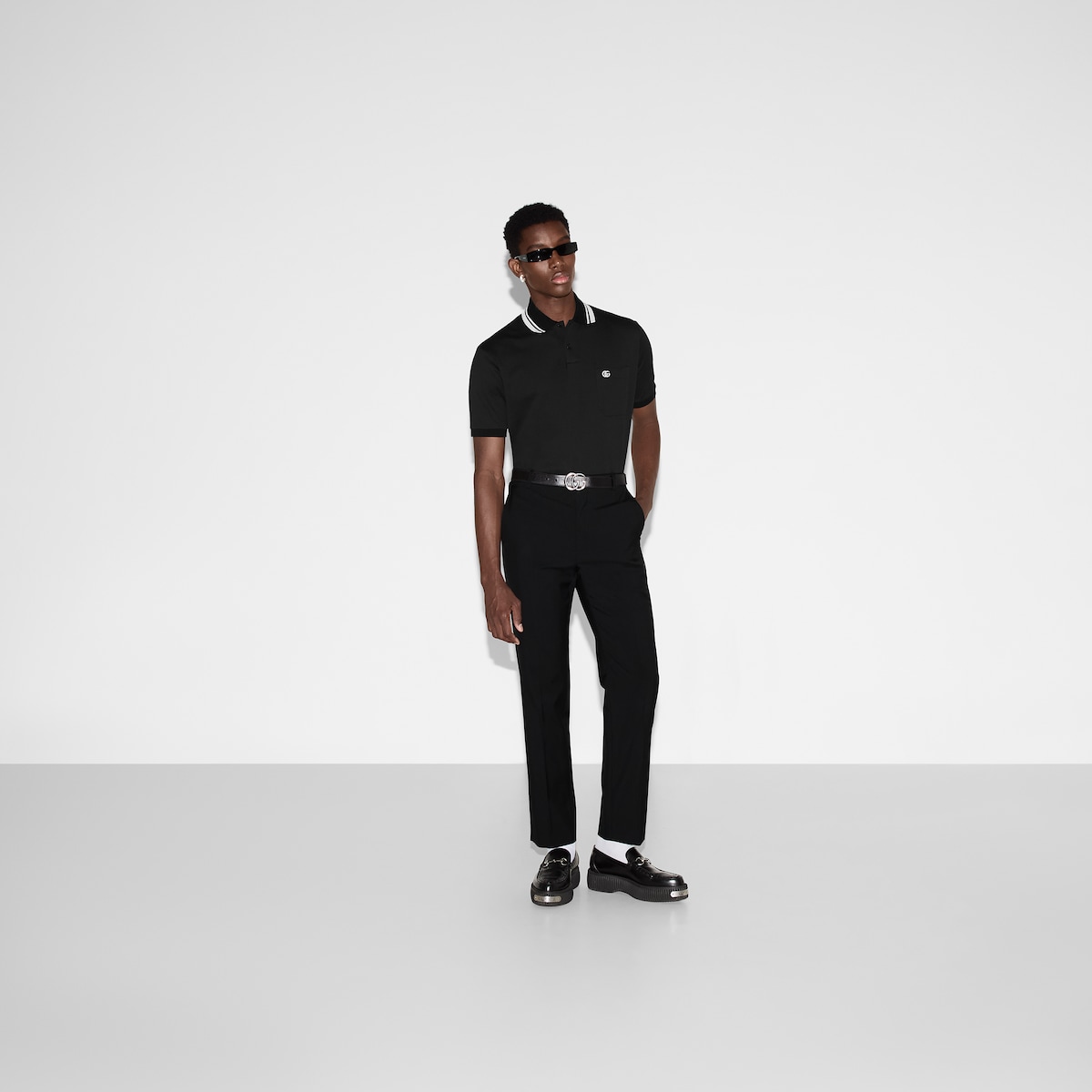 Cotton polo shirt in black - thumbnail 7