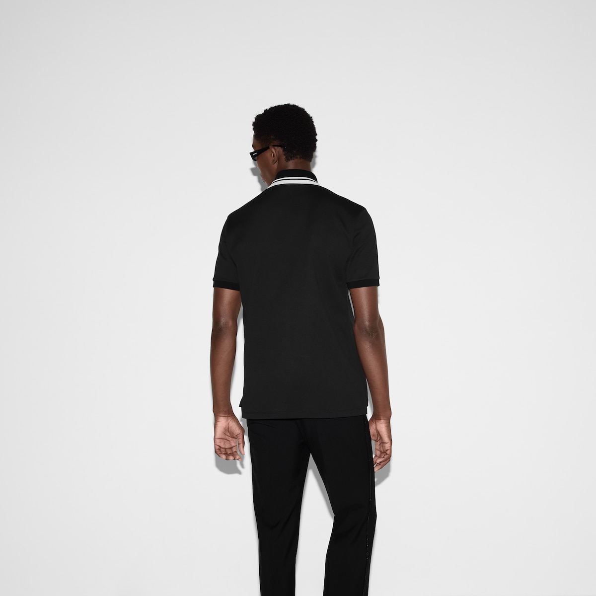 Cotton polo shirt in black - thumbnail 4