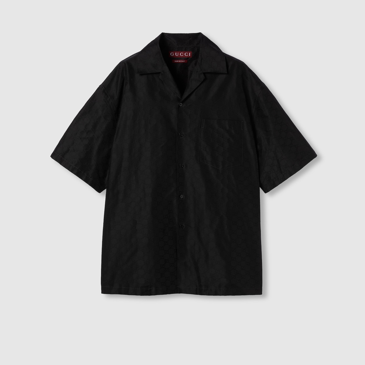 Cotton-silk GG faille shirt in black | GUCCI® US