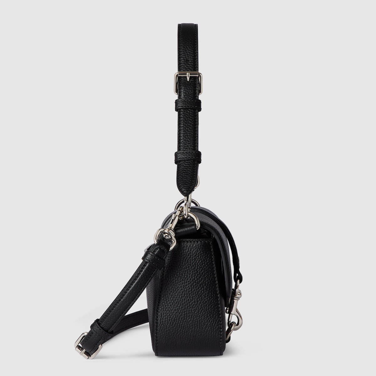 Small crossbody bag with hook closure in black leather | GUCCI® US