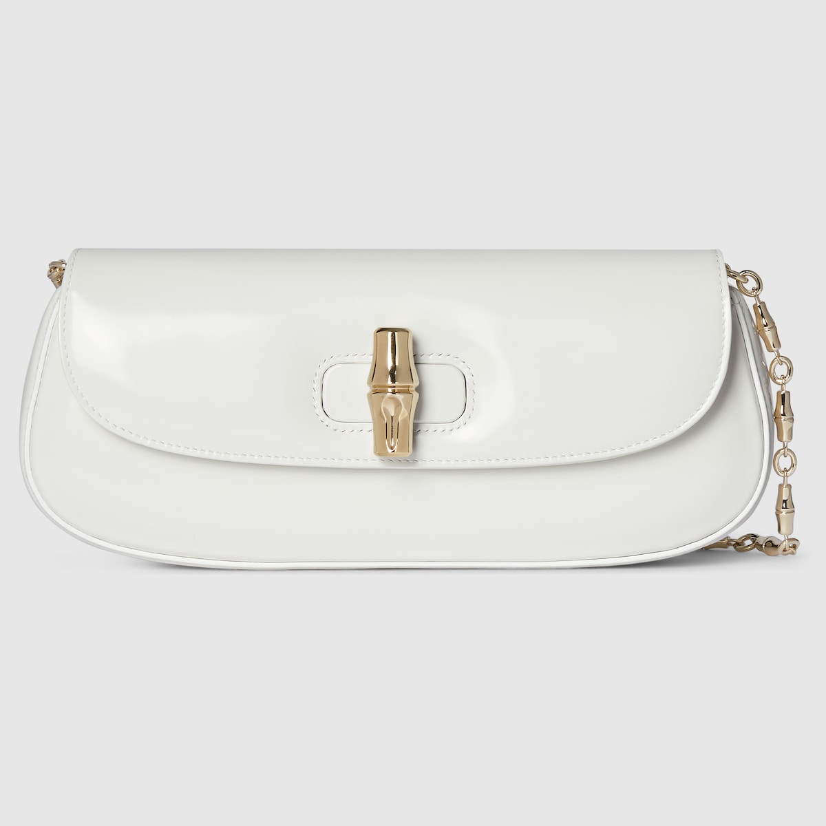 Gucci Bamboo Night clutch in white leather | GUCCI® US