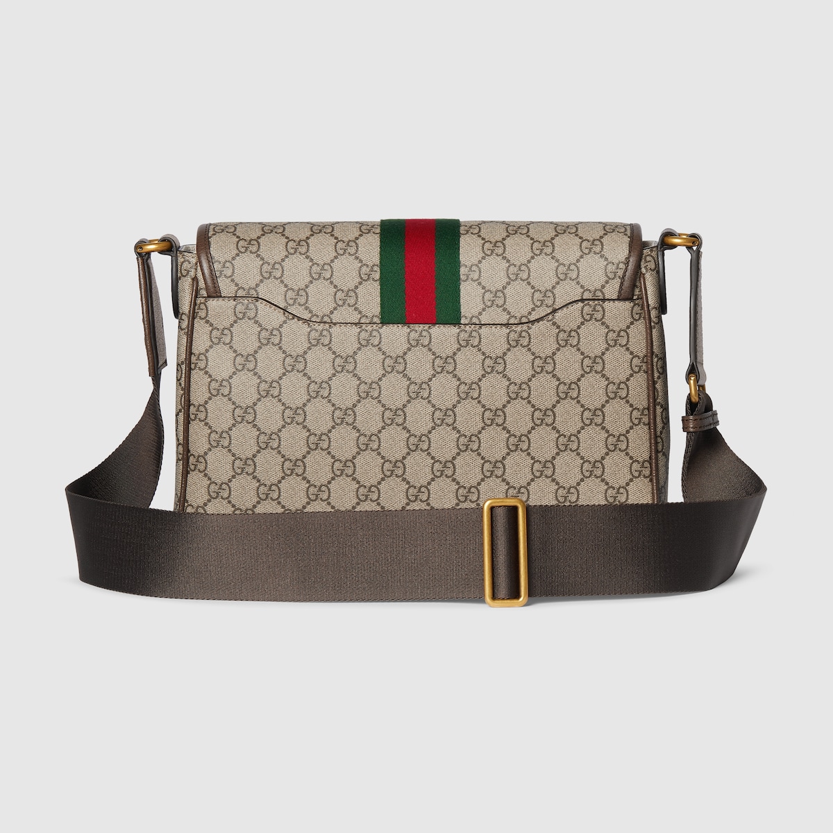 Ophidia medium messenger bag in beige and dark brown fabric - thumbnail 6