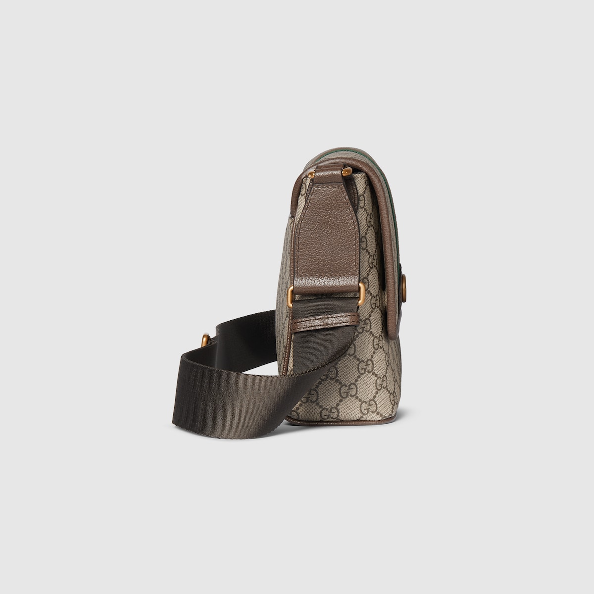Ophidia medium messenger bag in beige and dark brown fabric - thumbnail 5