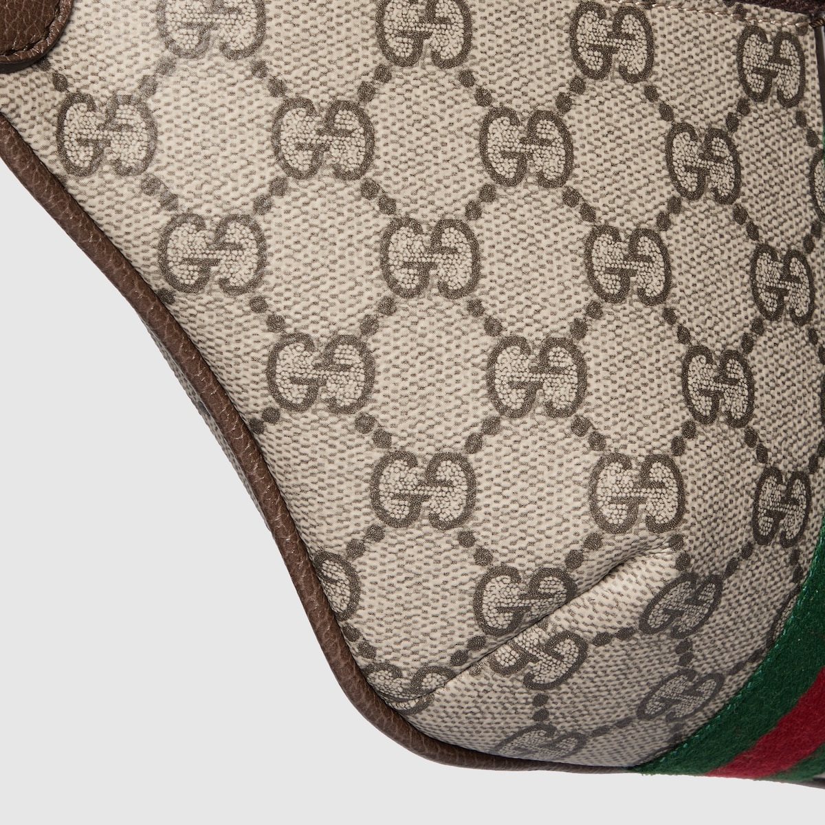 OPHIDIA SMALL BELT BAG 23 IN DARK BLUE MONOGRAM CANVAS AND BLACK LAMBSKIN TRIM