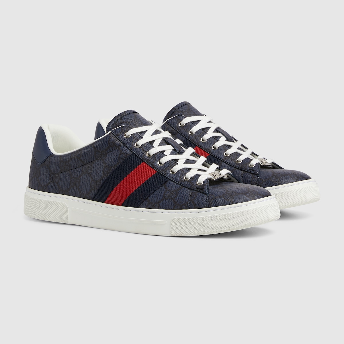 Men's Gucci Ace sneaker with Web in dark blue GG Supreme | GUCCI® US