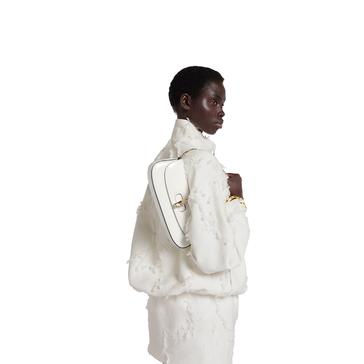 Gucci Bamboo Night clutch in white leather | GUCCI® US