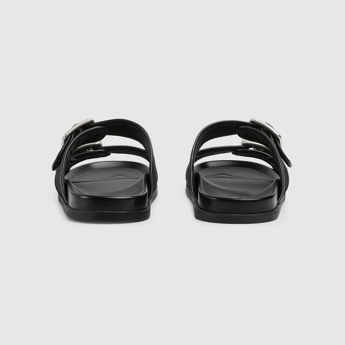 Men's slide sandal with buckles in black GG canvas | GUCCI® US