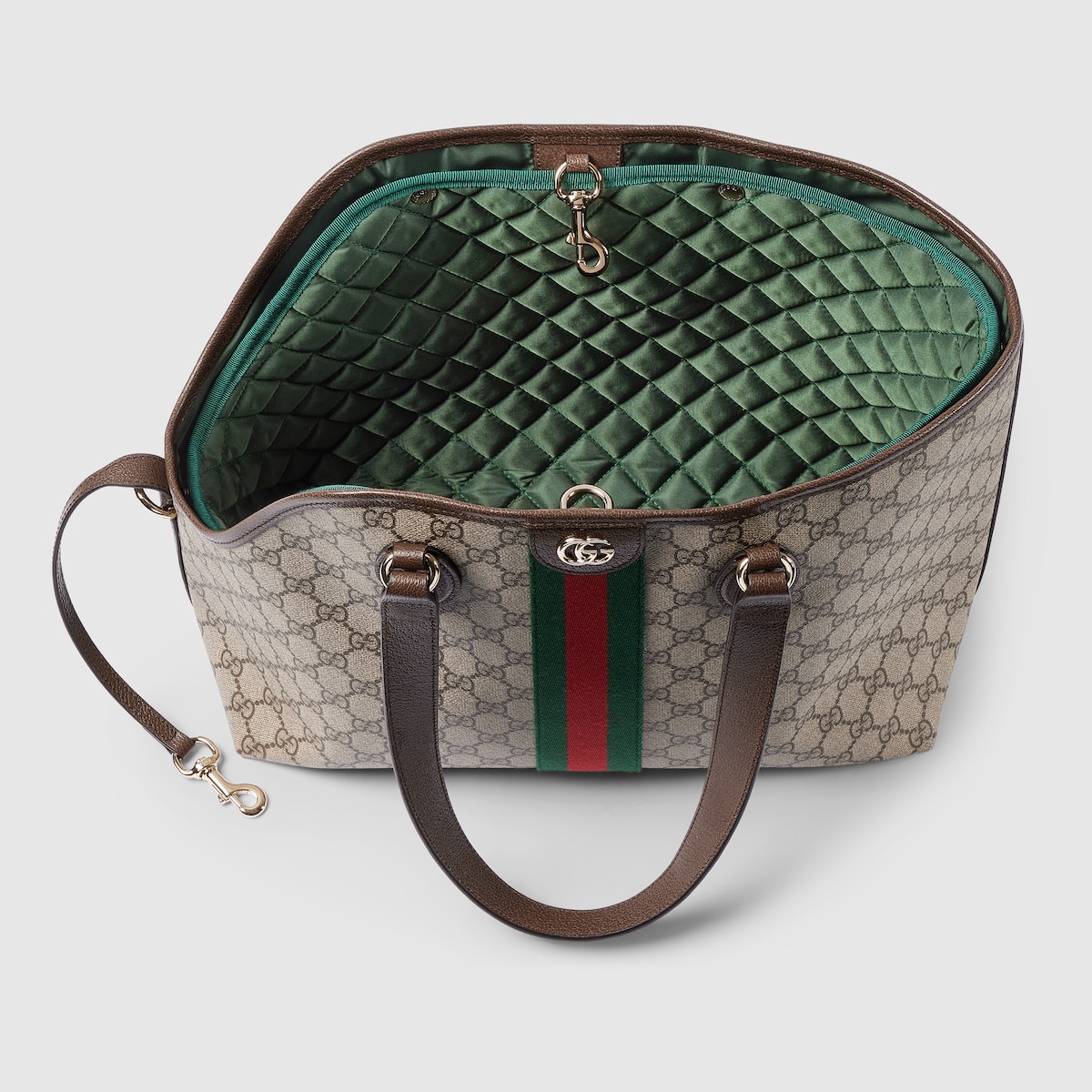 GG Monogram small pet tote bag in beige and dark brown