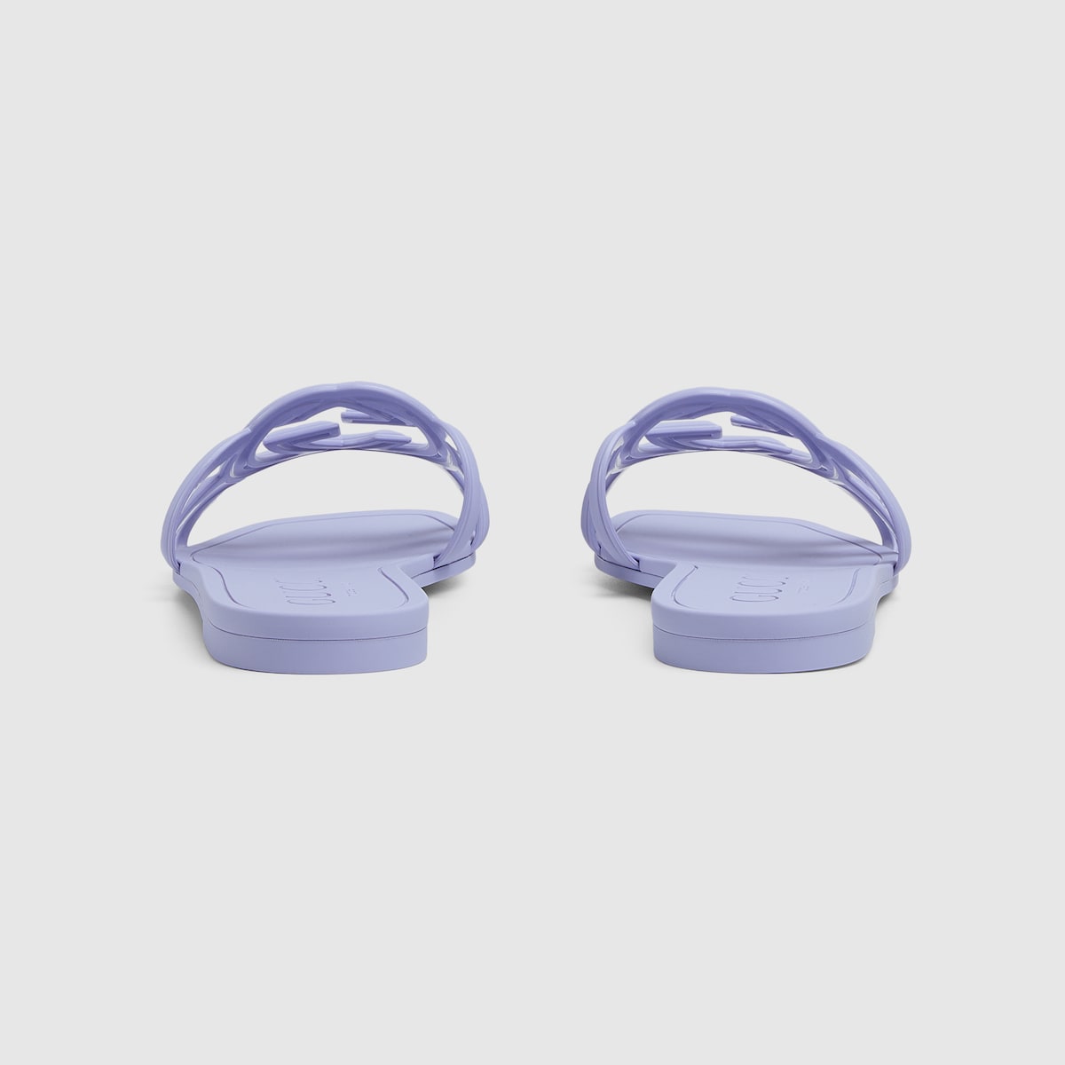 Women's Interlocking G slide sandal in lilac rubber | GUCCI® US Women's Interlocking G slide sandal in lilac rubber | GUCCI® US