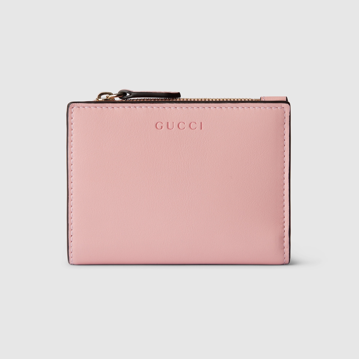 GG Emblem medium zip wallet in dusty pink leather | GUCCI® US