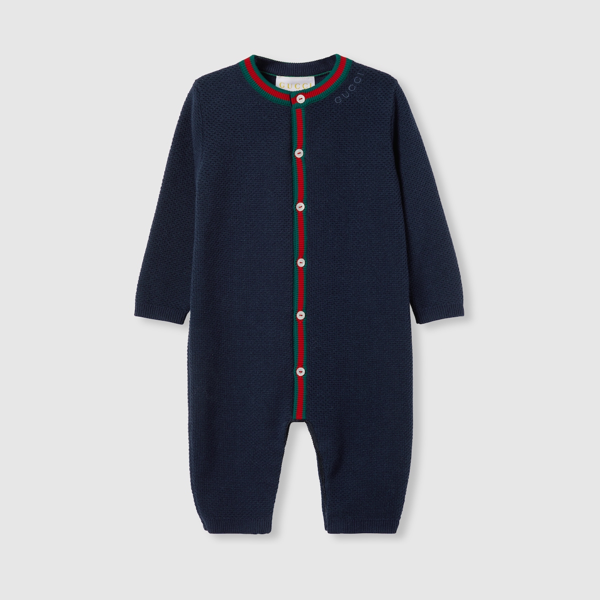 GUCCI ベビー　ワンピース　80 ベビー〕エンブロイダリー付き コットン ワンピースダークブルー